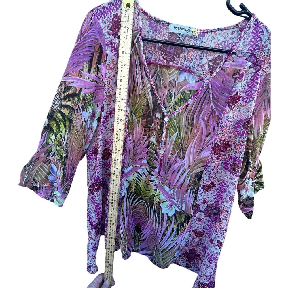 Figueroa & Flower Tropical Boho Blouse XL
Pink Palm Floral Button Top - Picture 6 of 6